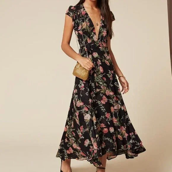 Reformation 'Laura' Floral Wrap Dress - Size 0 - Picture 1 of 4